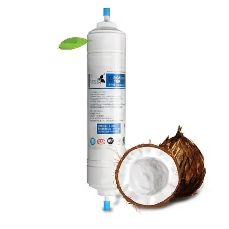 T33 Quick Conne t INLINE COCONUT Carbon Post WATER FILTER Cartridge With 2 fitting Water Purifier REVERSE OSMOSIS