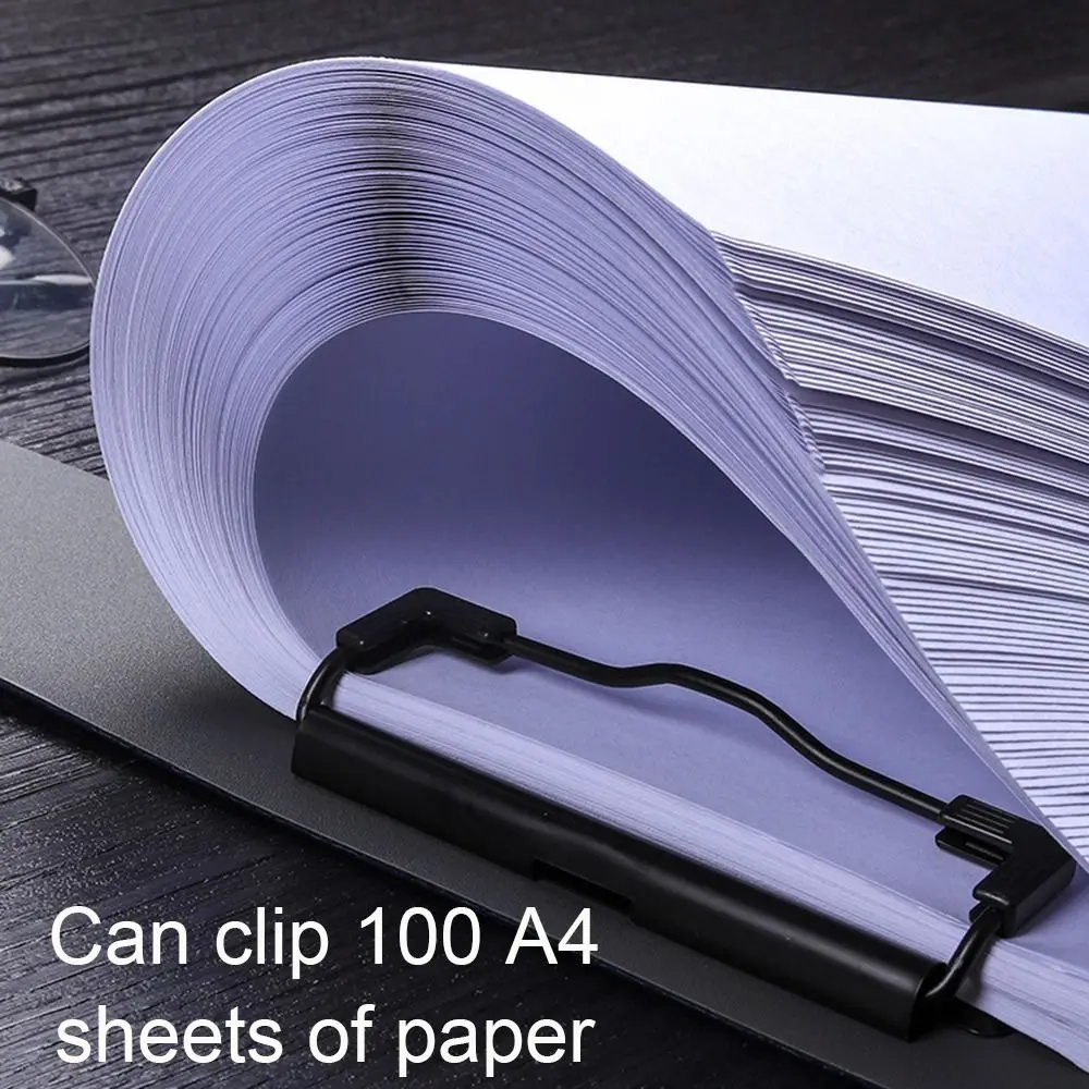 A4 Frosted File Folder Memo Clip Board Test Paper Storage Organizer with Double Clips Solid Color Multifunction Stationary