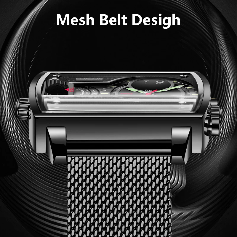 LIGE Fashion Square Man Watch Luxury Brand FOXBOX Casual Sports Watch Waterproof Chronograph Clock Dual Display Wrist Watches