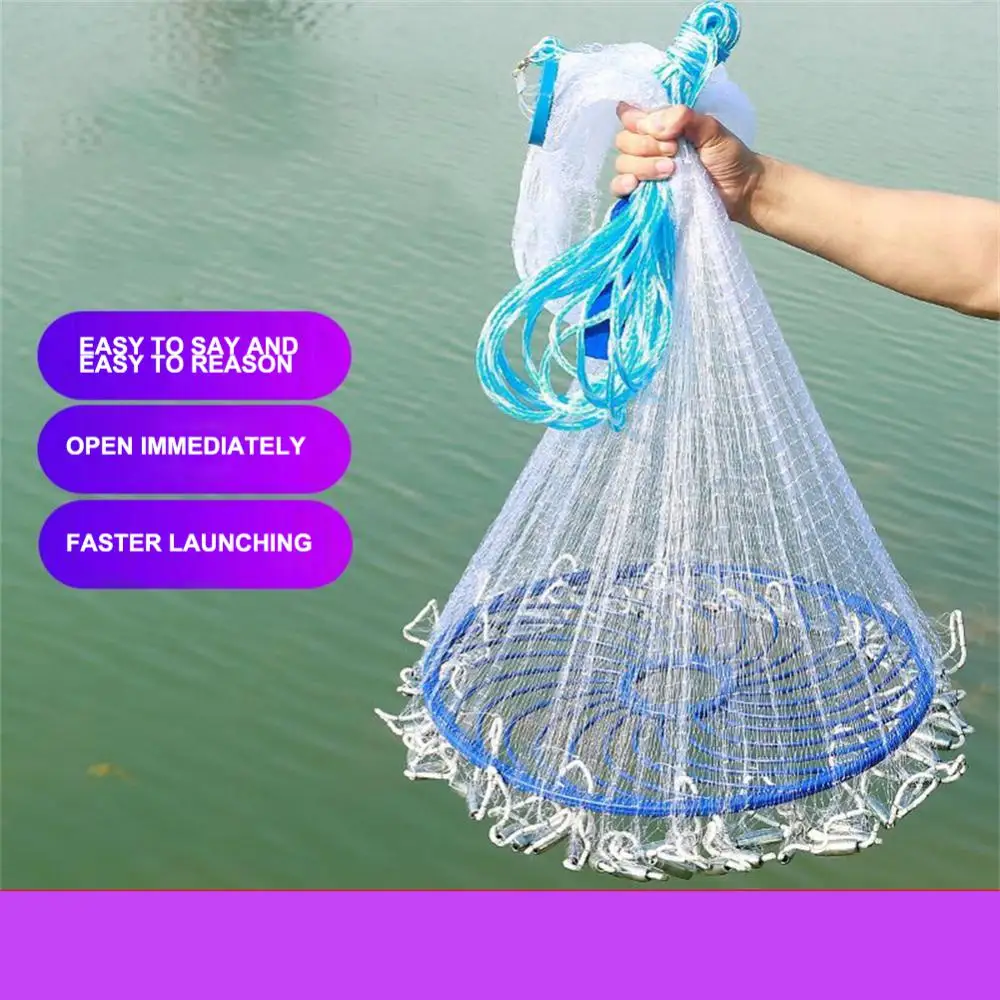 Foldable Fish Trap Cast Net Fishing Throw Nets Telescoping Hand