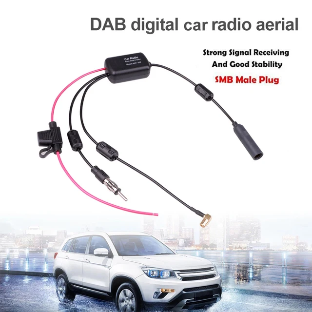 Drfeify Répartiteur d'antenne DAB Voiture DAB Antenne Splitter Câble  Adaptateur Stéréo AM FM Signal Amplificateur Booster pour