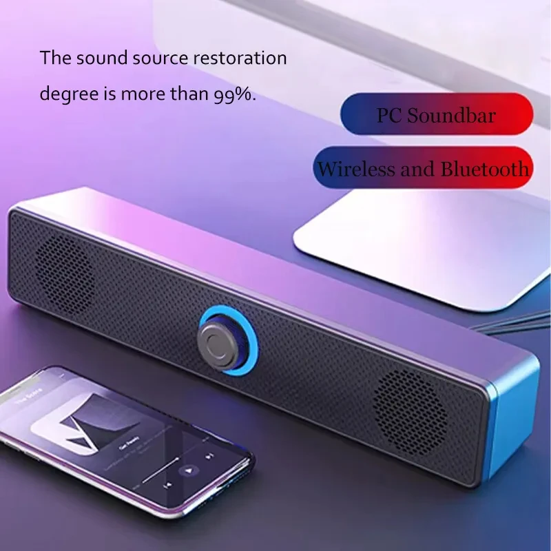 Bluetooth Speaker Computer Speaker Bluetooth 5.3 USB Wired Subwoofer Sound Bar Tv PC Laptop Phone