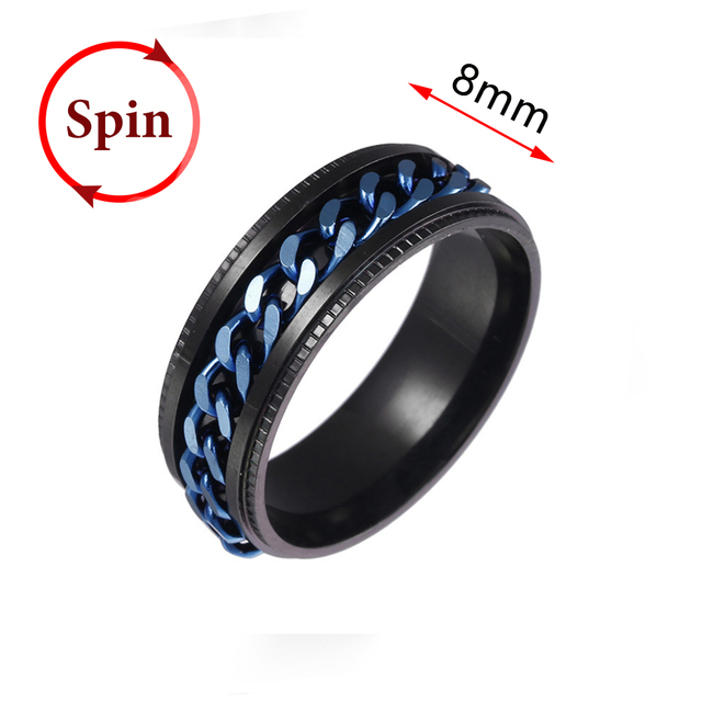 Fidget Spinner Rings For Women Men Spinning Rotating Stainless Steel Pubk Ring Anti Stress Accessories Men's Jewelry