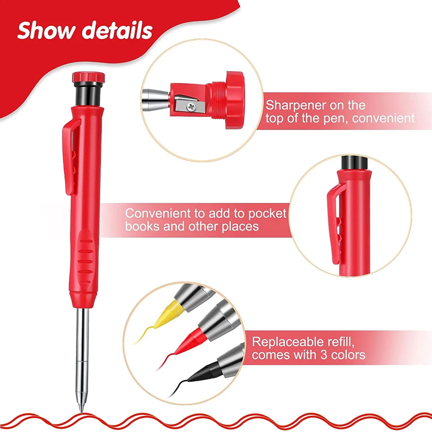 Carpenter Pencil Metal Long Head Deep Hole Professional Engineering Quick Drying Marker Graphite Woodworking Lineation