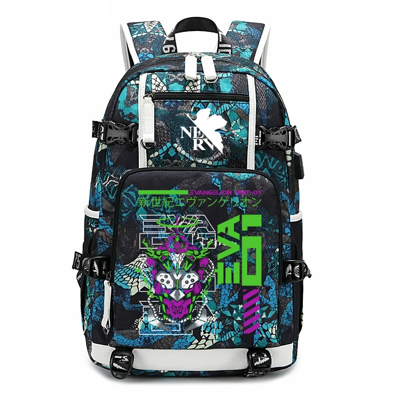 Evangelion Anime Print Student Backpack Large Capacity Casual Daypack for Boys Girls School Travel 1