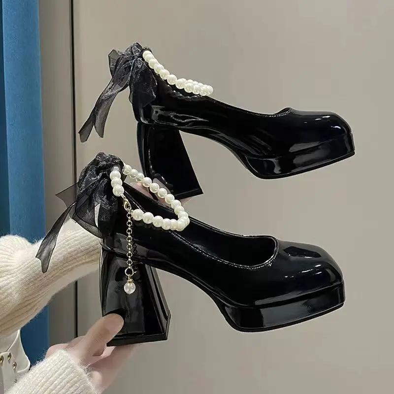 Elegant High Heels Shoes Female 2023 Sexy Ankle Straps Black White