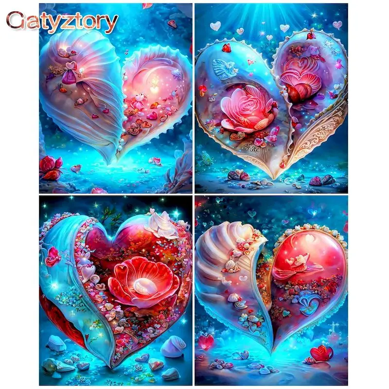 

GATYZTORY Frame Picture Painting By Numbers Kits Sea Shell Oil Pictures Coloring By Numbers For Home Decors Artwork