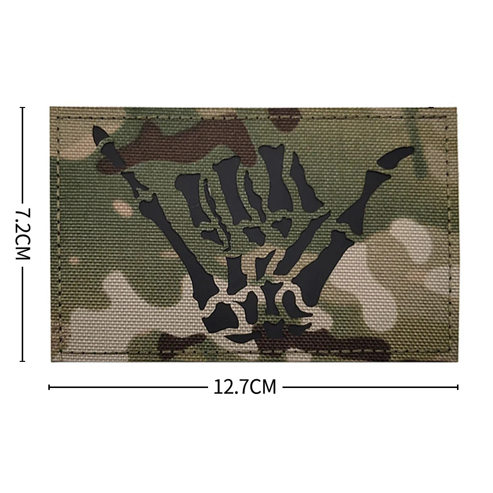 Shaka Hand Skeleton Patch - 3D PVC Rubber Glow In Dark Emblem With Hook & Loop Backing