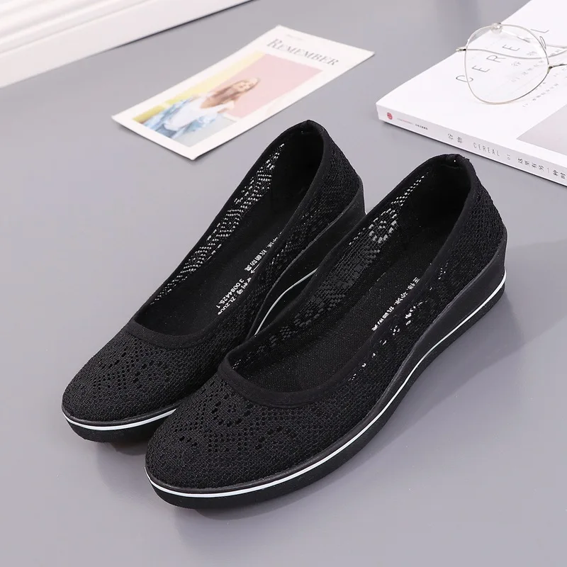 White Lace Hollow Breathable Little White Shoes Flat Mid Wedge Heel Women's Summer Beauty Shoes Size 34-41 White Sneakers Women 3