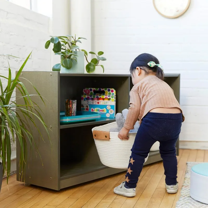 ECR4Kids 5-Compartment Mobile Storage Cabinet, 24in, Classroom Furniture, Grey Wash