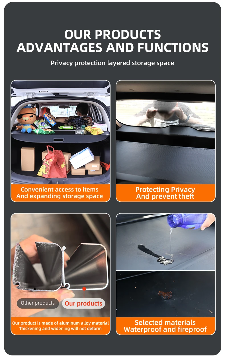 For Kia Carens 2006-2013 seaters Retractable Trunk Cargo Cover