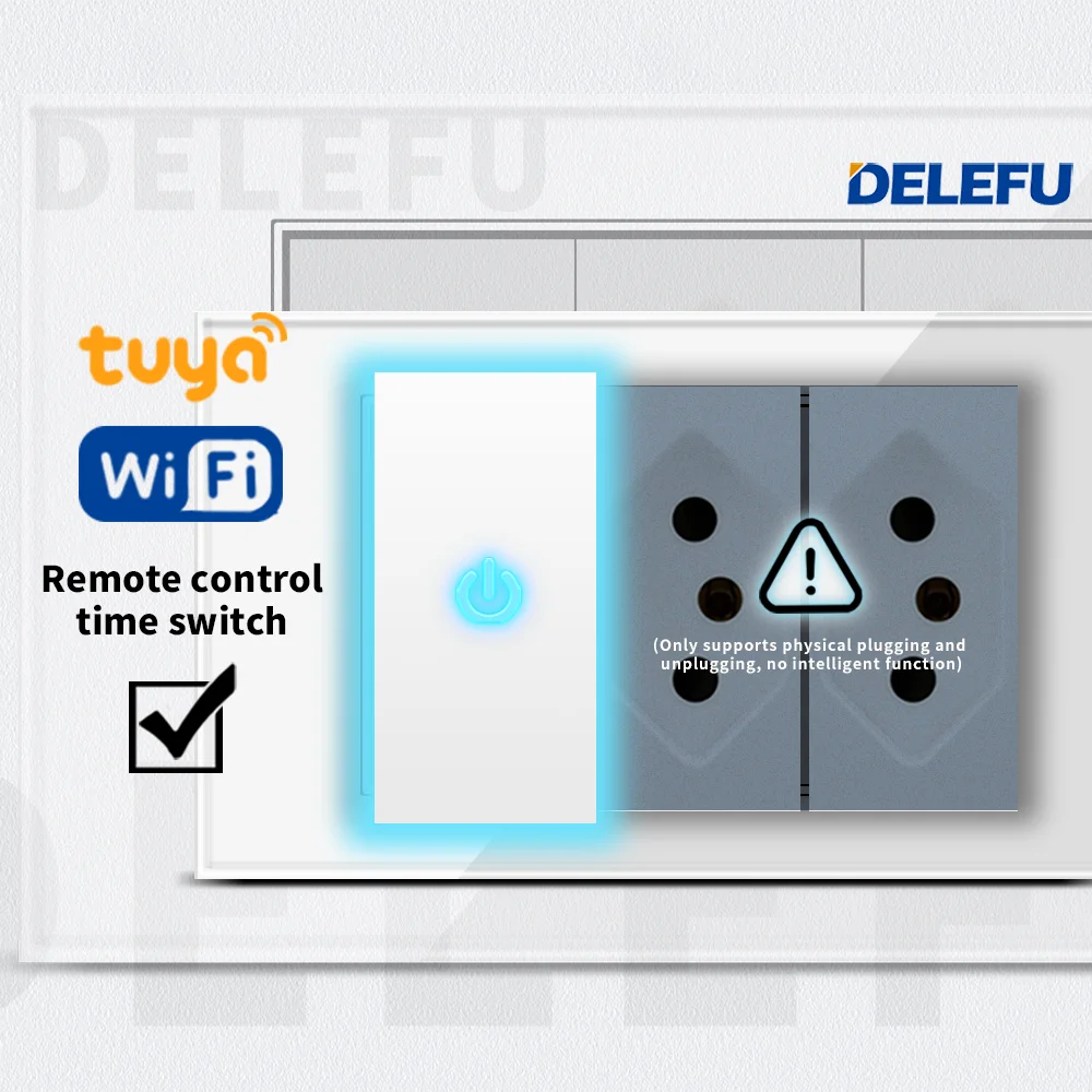 DELEFU Flame Retardant SC31 Panel 145mm White Italian Standard USB Type C Fast Charging Wall Socket Switch TV Phone CAT5 CAT6 — view 6