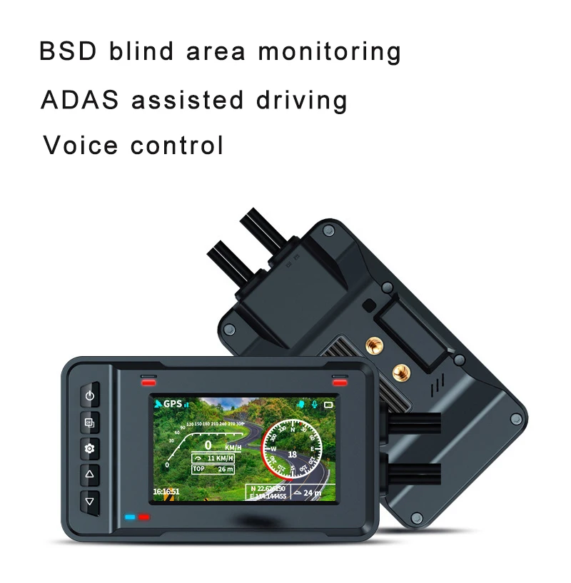 2K WiFi GPS 모터 DVR 블랙박스 (듀얼 렌즈, 3인치 화면, 12V 오토바이용, BSD 음성 인식 기능 탑재)