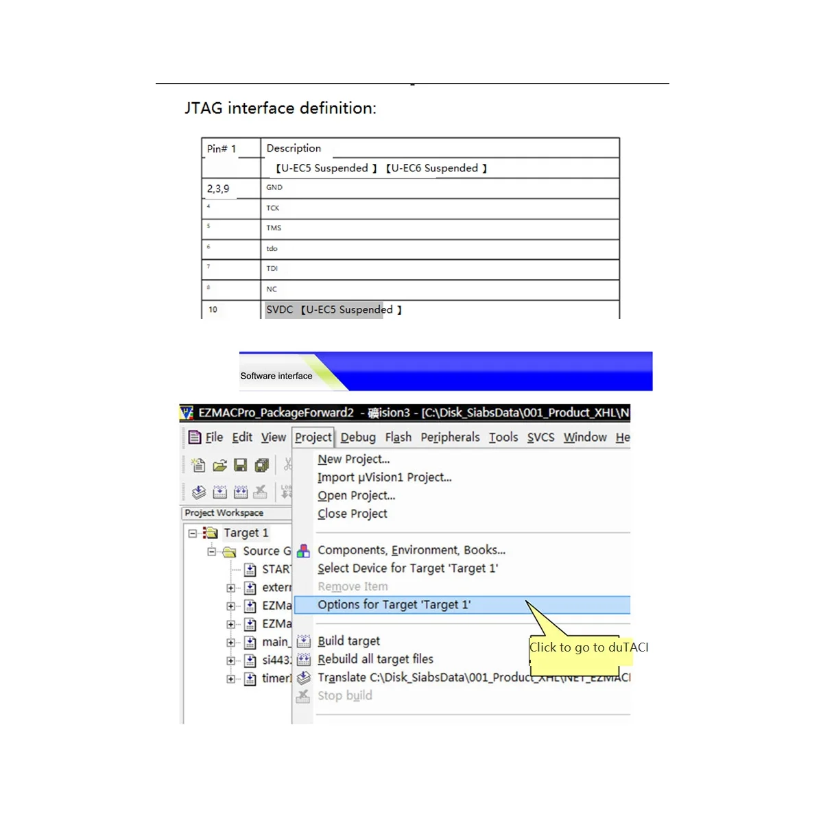 MCU ٿε ķ  JTAG C2, ο U-EC6 EC5, C8051F