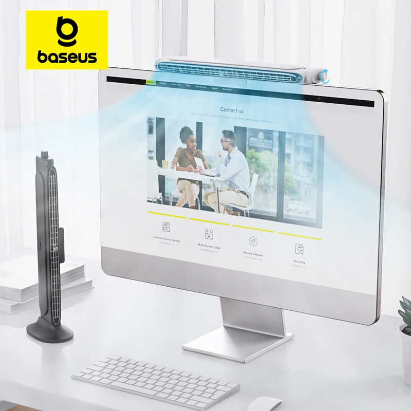 Baseus 상쾌한 모니터 클립온 컴퓨터 팬, 스탠드업 데스크 팬, 미니 에어 쿨러, 각도 조절 가능, 사무실 가정용 USB 팬