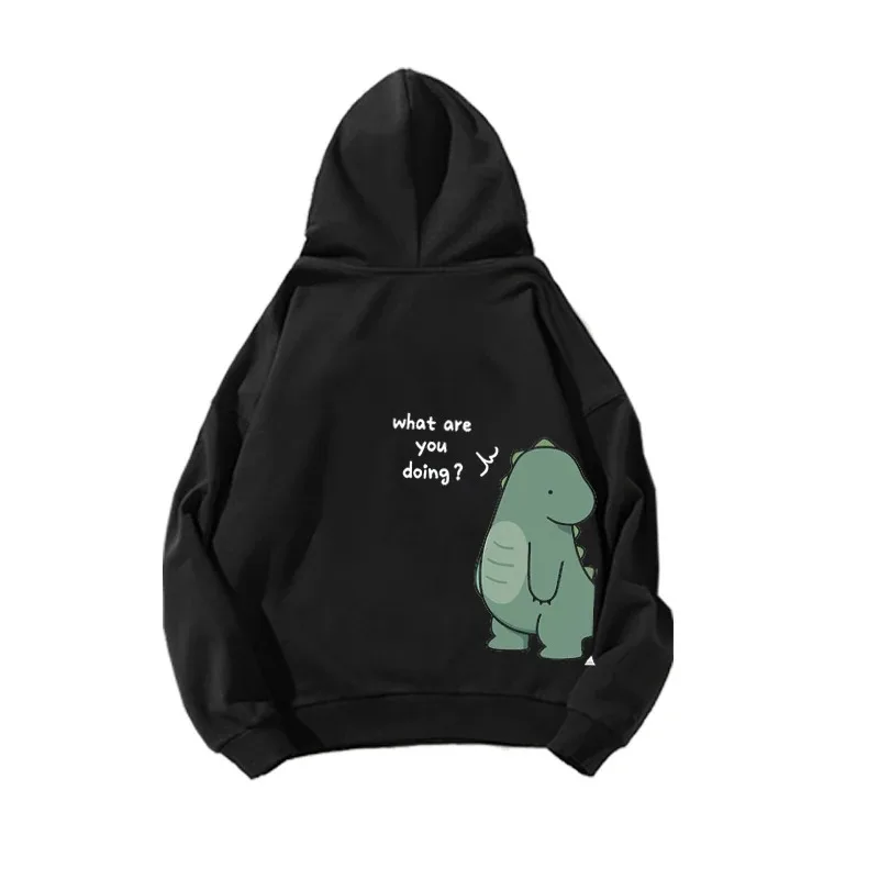 Autumn and winter men's women's jumper hooded fun dinosaur print sweatshirt couple Y2k clothes men's and women's hoodies top