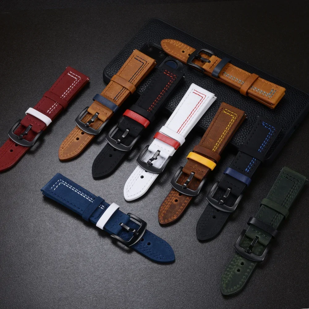 Premium Leather Watch Band - 20mm/22mm Strap