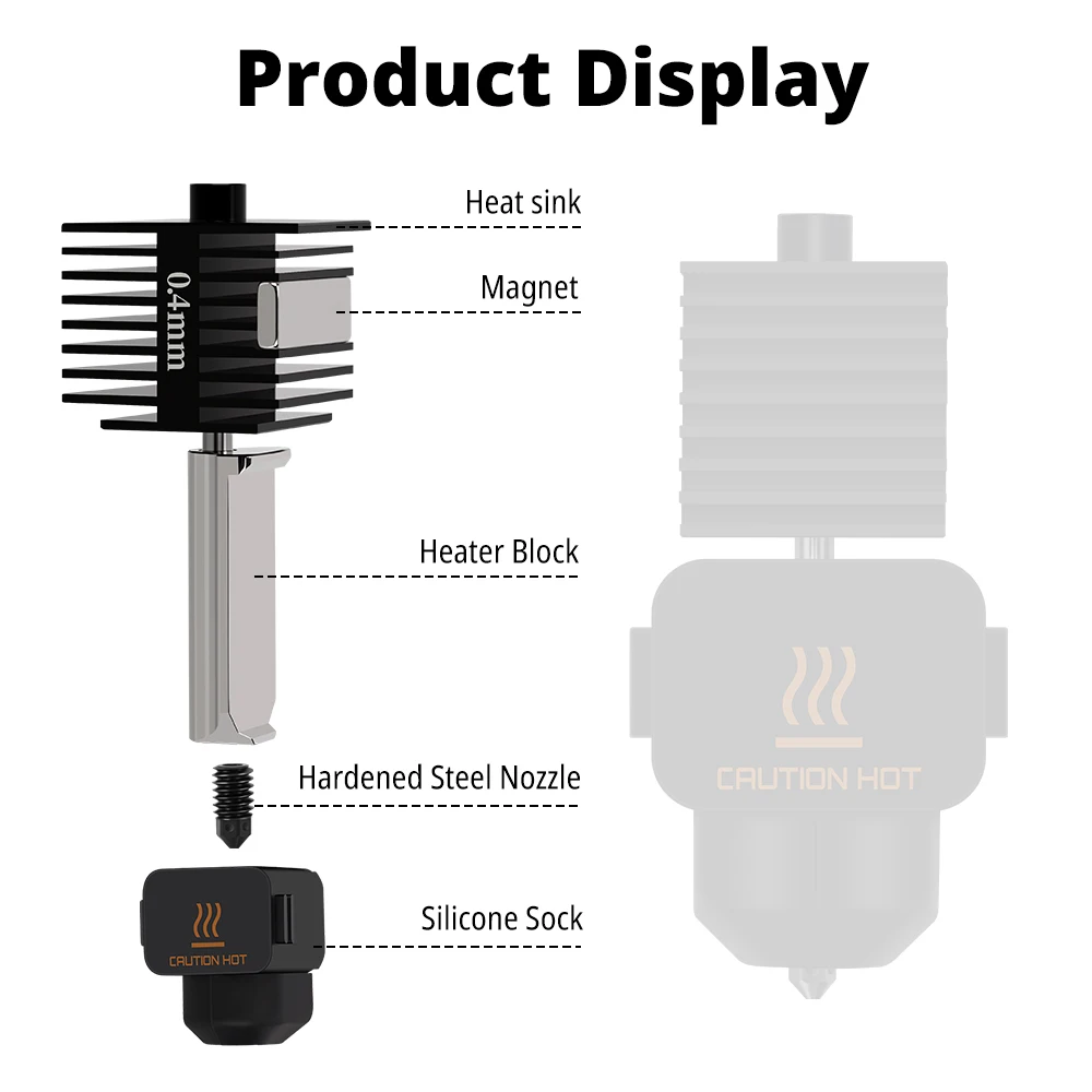 Enhanced Hotend Kit with Replaceable Nozzles (0.2-0.8mm)