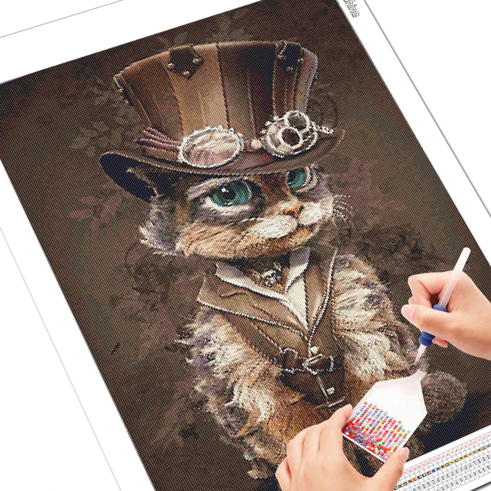 EverShine Diamond Painting Cat Full Square Diamond Embroider Animal Picture Rhinestone Mosaic Black Cat Hobby Home Decor