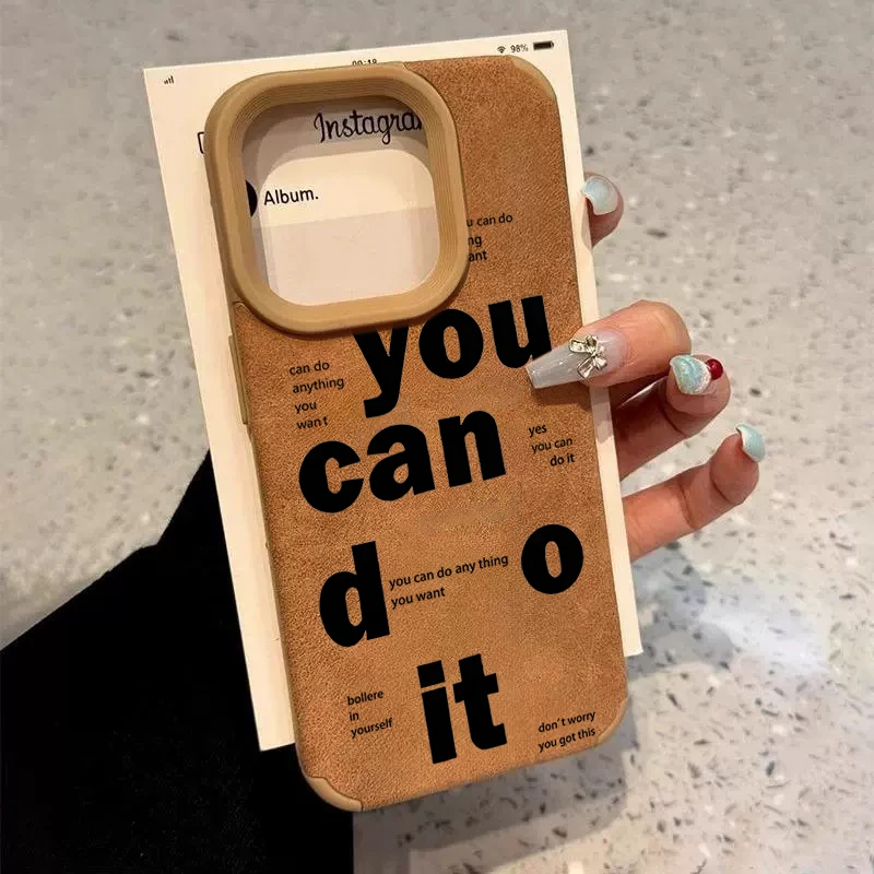 Cartoon Coffee Pattern Shockproof Executive Fiber Leather Phone Case