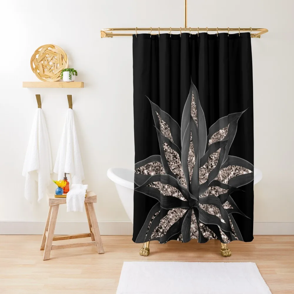 

Gray Black Agave with Rose Gold Glitter #1 (Faux Glitter) #shiny #tropical #decor #artShower Curtain Shower For Bathroom Curtain