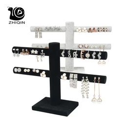 Velvet Rings Earrings Organizer Holder Jewelry Display Stand Ring Storage Rack Jewelry Counter Display Stand Earring Display