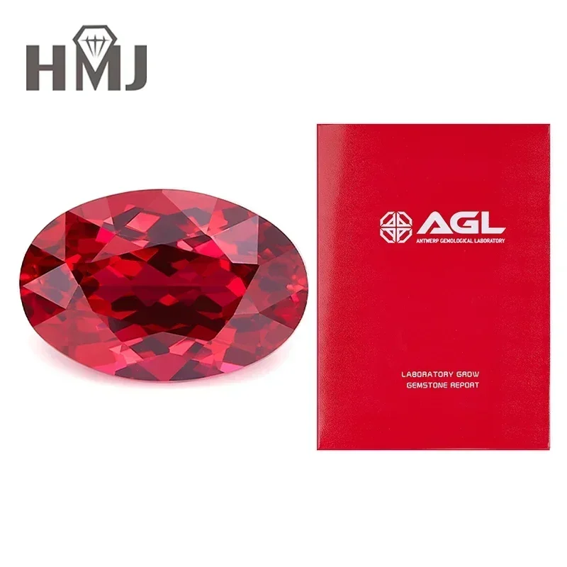 Top Pigeon Blood Oval Shape Lab Grown Ruby Loose Gemstones with AGL Certificate Charms for Jewelry Making