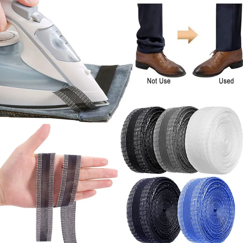 1/2/5M Pants Edge Shorten Self-Adhesive Pant Mouth Paste Iron-on Hem Tape for Suit Pants Jeans Trousers Garment Clothes Skirts