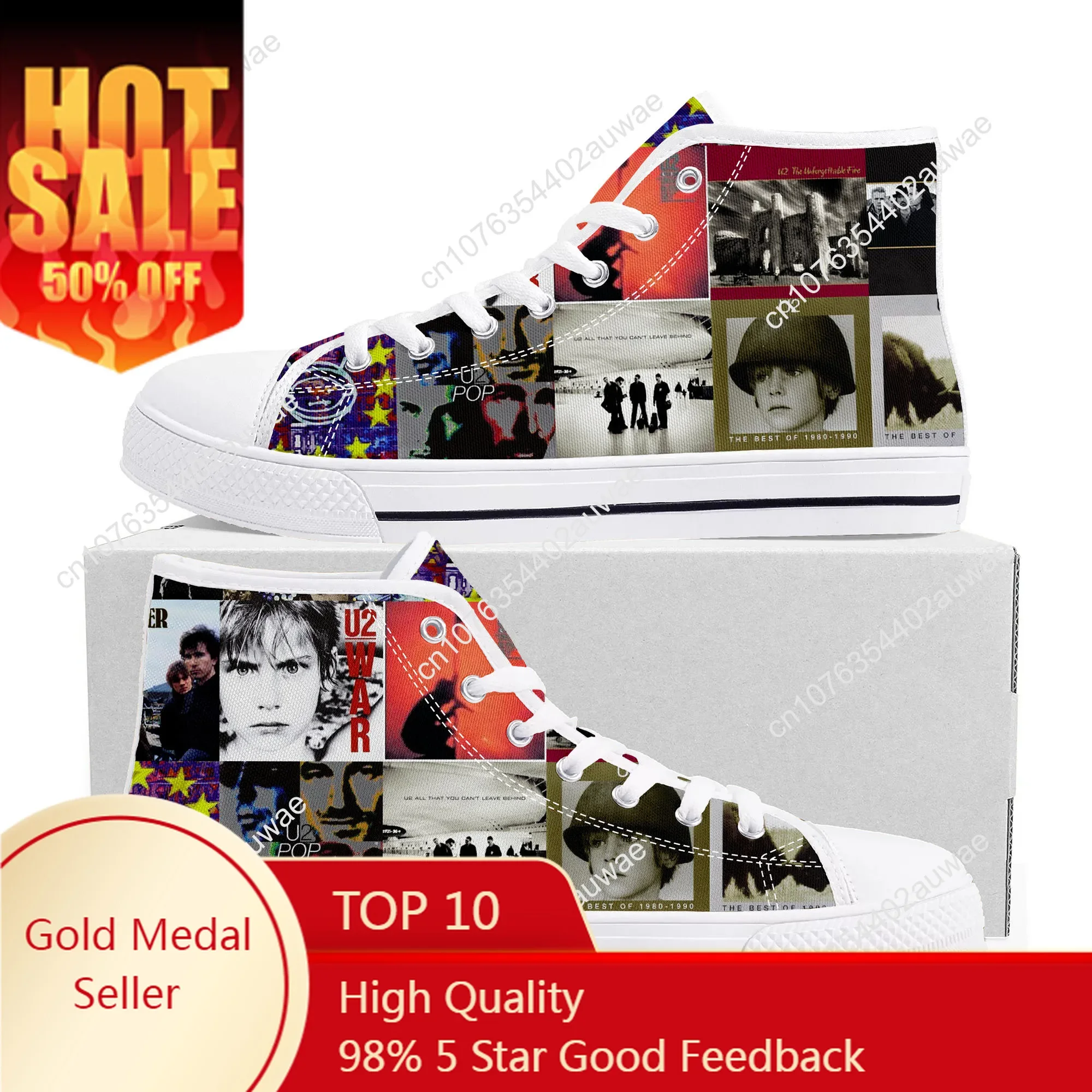 U2 Rock Band Fashion punk High Top High Quality Sneakers Men Women Teenager Canvas Sneaker Casual Couple Shoes Custom Shoes