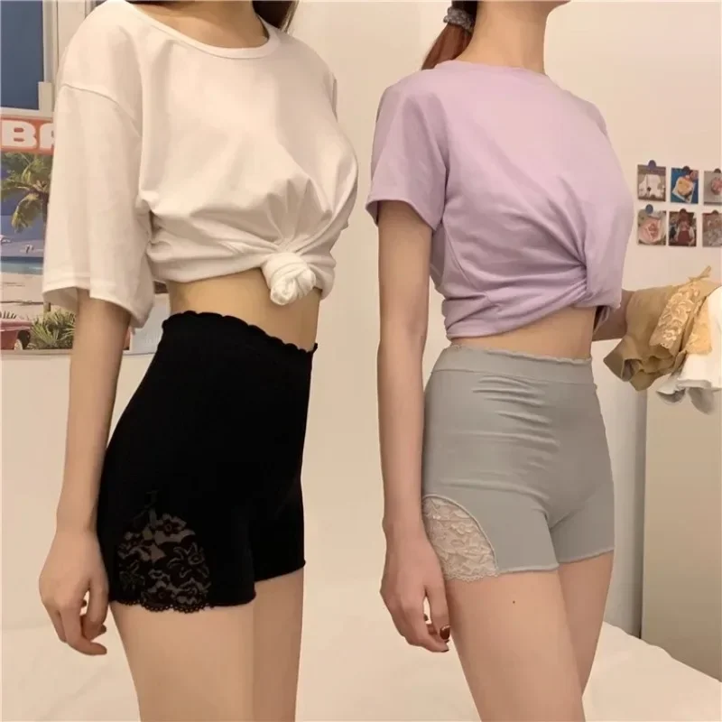 High Waist Underwear Safety Short Pants Thin Seamless Lace Shorts Leggings High Waist Hip-lifting Pants Ice Silk Panties Summer Underwear Accessories