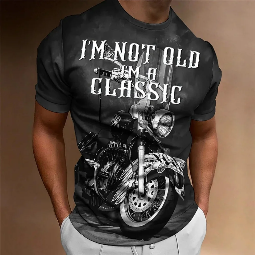 오토바이 티셔츠 남자 3D 인쇄 짧은 소매 빈티지 클래식 TShirt For Mens Street Ride 바이커 셔츠 탑 오버 사이즈 티셔츠