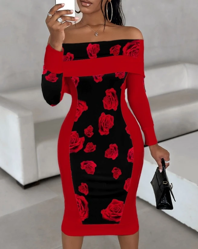 

Элегантное вечернее женское платье, сексуальное облегающее платье с цветочным принтом и разрезом, новинка сезона осень-зима-весна 2023 года, модная повседневная одежда