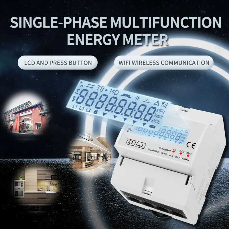 Wifi Tuya Multifunction Energy Meter Wattmeter Voltmeter Ammeter