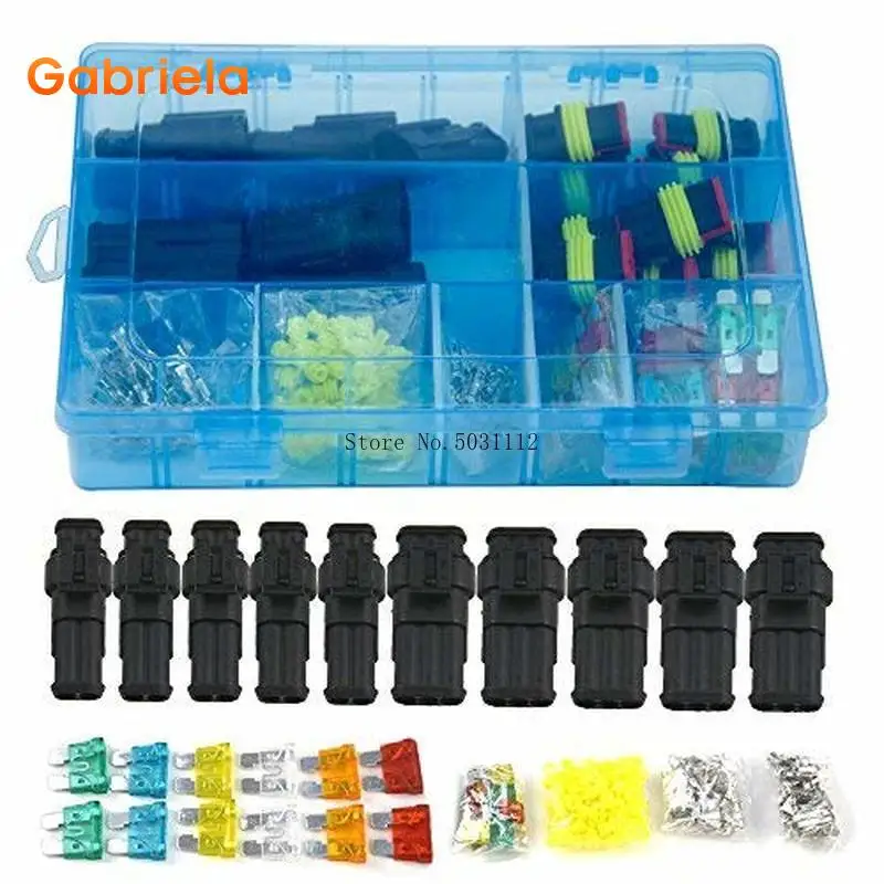 240 Pcs Connettore Elettrico Per Auto Impermeabile Superseal Amp/Tyco 1/2/3/4/5/6 Pin Way Con Mini Fuses12V Kit Di Connettori Elettrici