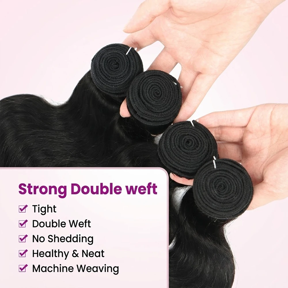 1 3 4 PCS Body Wave Bundles Human Hair 30 40 Inch Brazilian Real Human Hair Natural Black 16A Raw Hair Weave Bundles Extensions 5