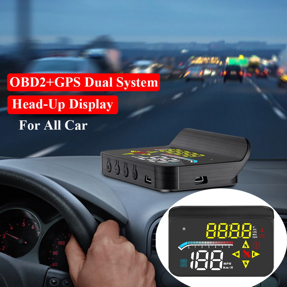 3.5 Inch HUD Head Up Display Auto OBD2 GPS Dual System Projector