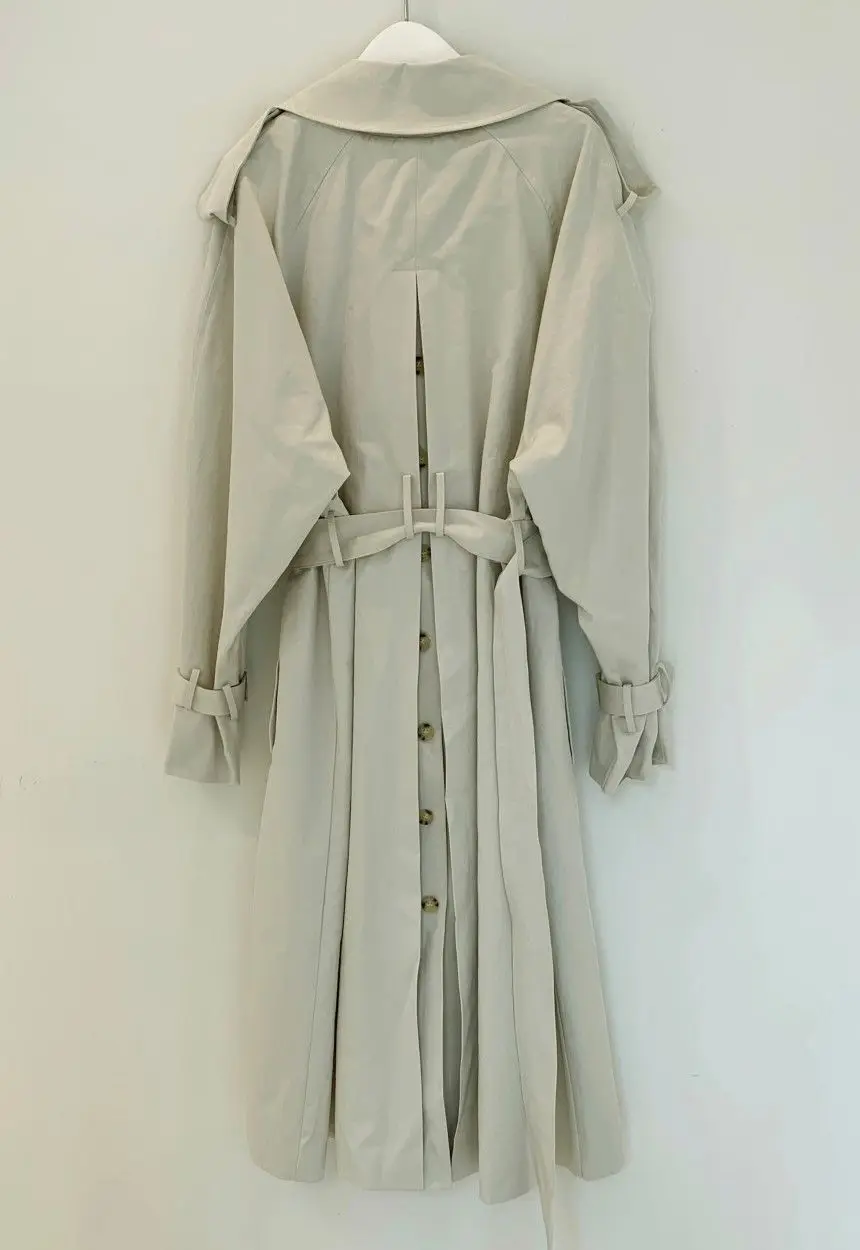 Women Long Trench Coat New Spring Autumn Casual Lapel Double Breasted with Belt Loose Coat Office Lady Korean Fashion Outerwear