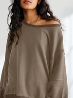 100% Cotton Oversized Hoodie Long Sleeve Pullovers Patchwork Streetwear Harajuku  Sweatshirt Autumn Winter Clothes For Women - Image 4