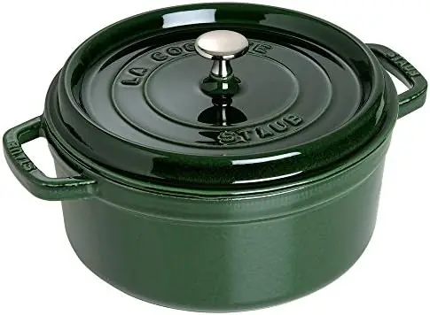 STAUB Cast Iron Dutch Oven 5.5-qt Round Cocotte, Serves 5-6, Cherry