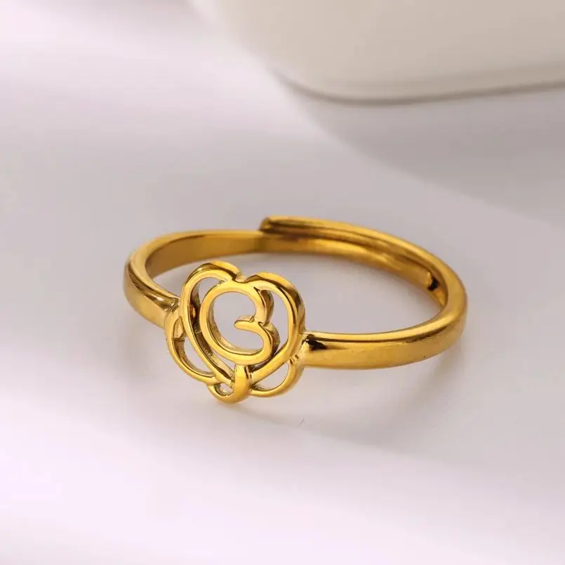 Hollow Rings Stainless Steel Gold Color Aesthetic
