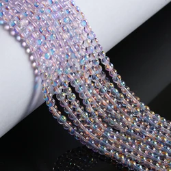 Iridescent Round Glass Beads for Jewelry Making - 4mm DIY Crafting Accessories (Light Purple)
