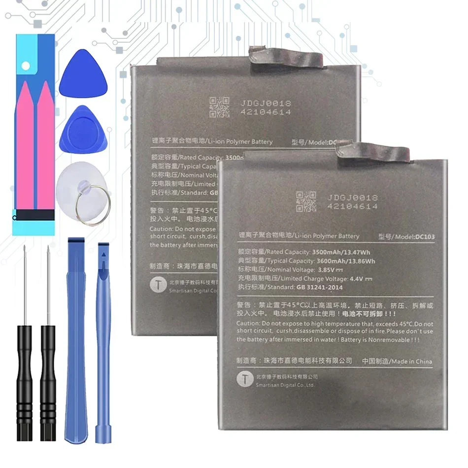 

DC103 3600mAh Battery For Smartisan R1 DE106 OE106 Revolution One Smartphone Li-ion Bateria Li-Polymer Batterie + Free Tools