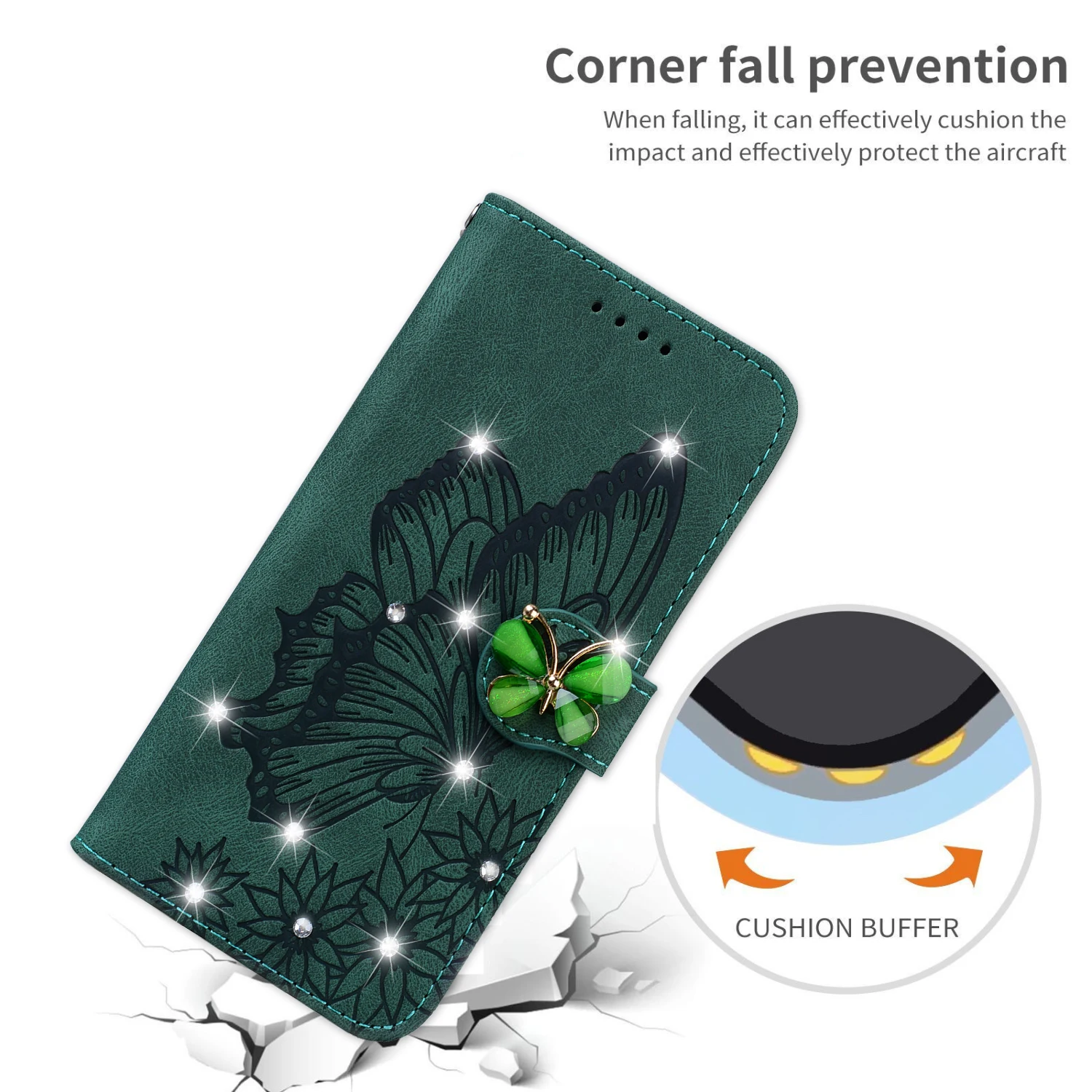 Glitter Leather Wallet Phone Case with Book Stand - Elegant Protective Cover
