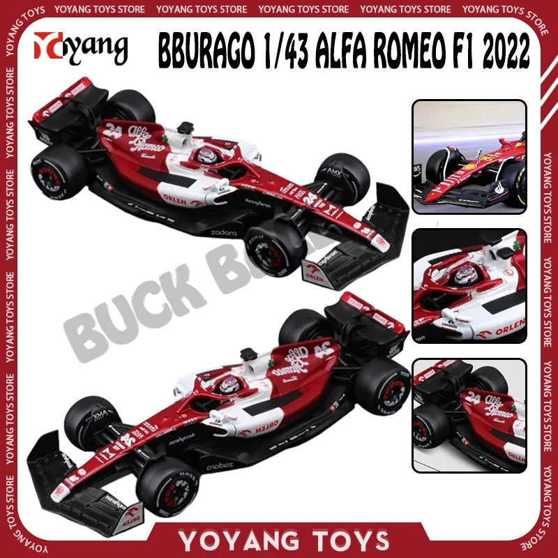 

Модель автомобиля Bburago 1/43 Alfa Romeo F1 2022 Racing #24 #77 Zhou Guanyu Valtteri Bottas Formula 1