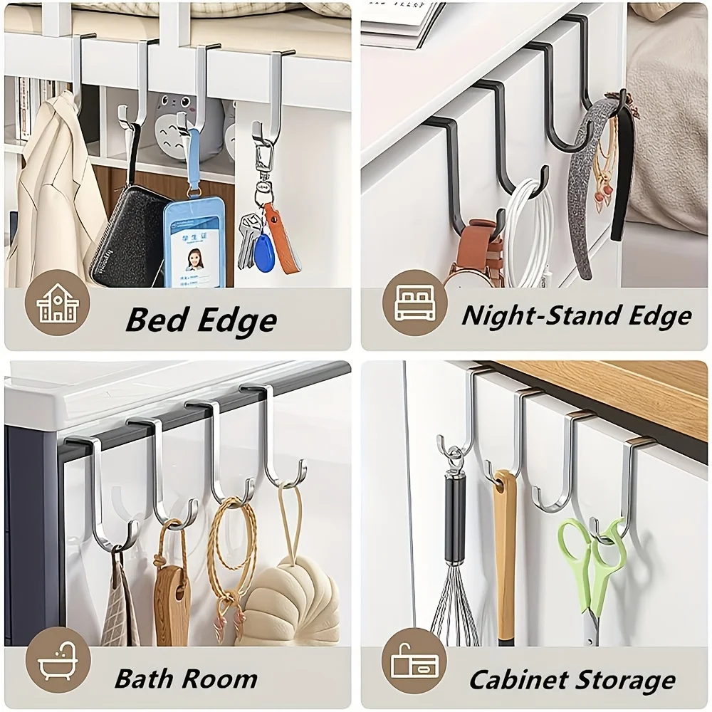 10PCS S-shaped Metal Double Hooks storage hook,door hook for Non Perforated Door Hooks in Cabinets Dormitories Kitchens Easy To Install