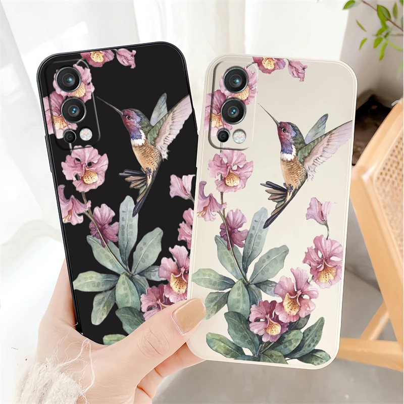 Soft Silicone Shockproof Case with Floral Bird Print