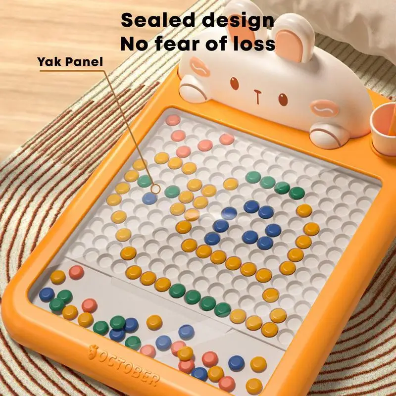 

Magnetic Drawing Board Portable Erasable Colorful Writing Pad Puzzle Toy Bead Interesting Drawing Board Learning Game For Kids