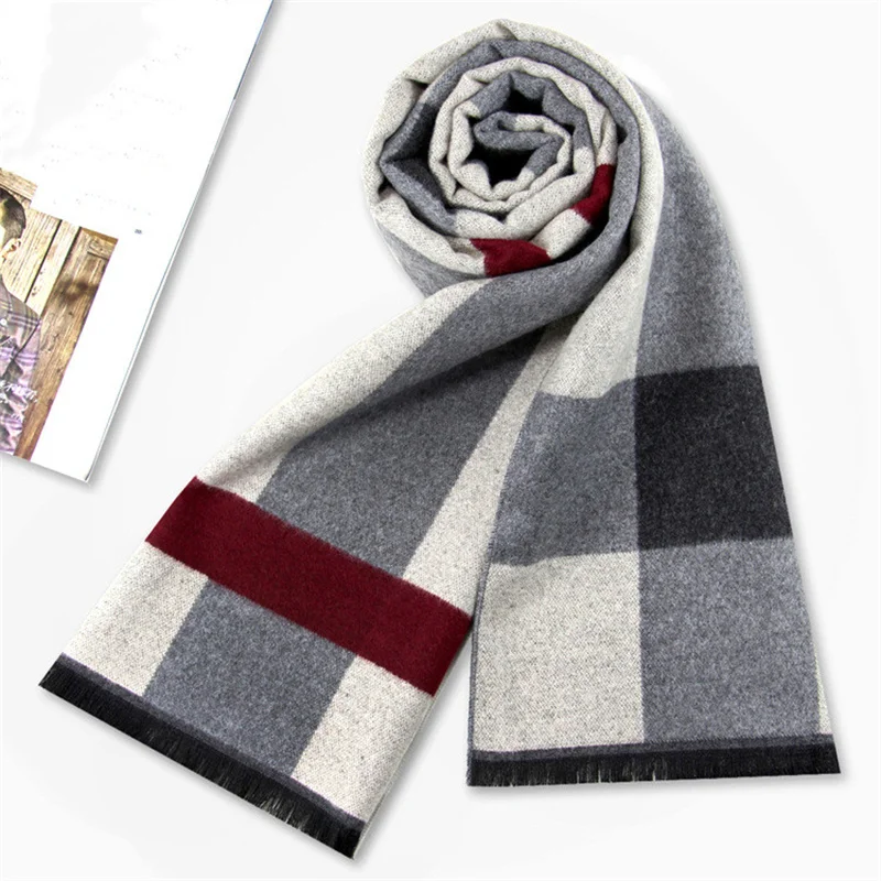 Fashion Plaid Men Scarves Autumn Winter Pashmina Thick Warm Cashmere Scarf Men's Business Long Wraps Classic Shawl cashmere scarf