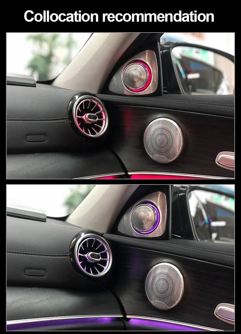 메르세데스 벤츠 W213 W205 W222 E S C 클래스용 LED 주변 조명, 터빈 배출구 입구 센터 콘솔 조명, 64 색 조건