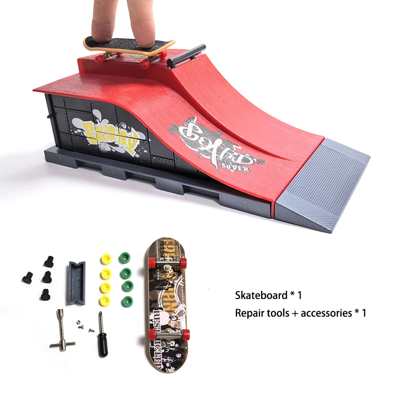 【Trending Now】 Finger Skatepark Set Professional Tech Practice Deck Platform Stunt Finger Skateboard DIY Assemble Ramp Park Kits Toys For Kids.
